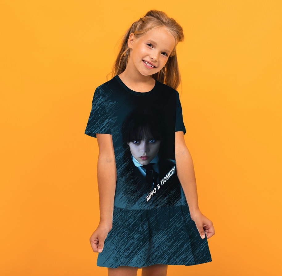 Плаття з воланом Венсдей Аддамс Wednesday Addams Дитячі і дорослі розміри. ВСІ Розміри Преміум тканина