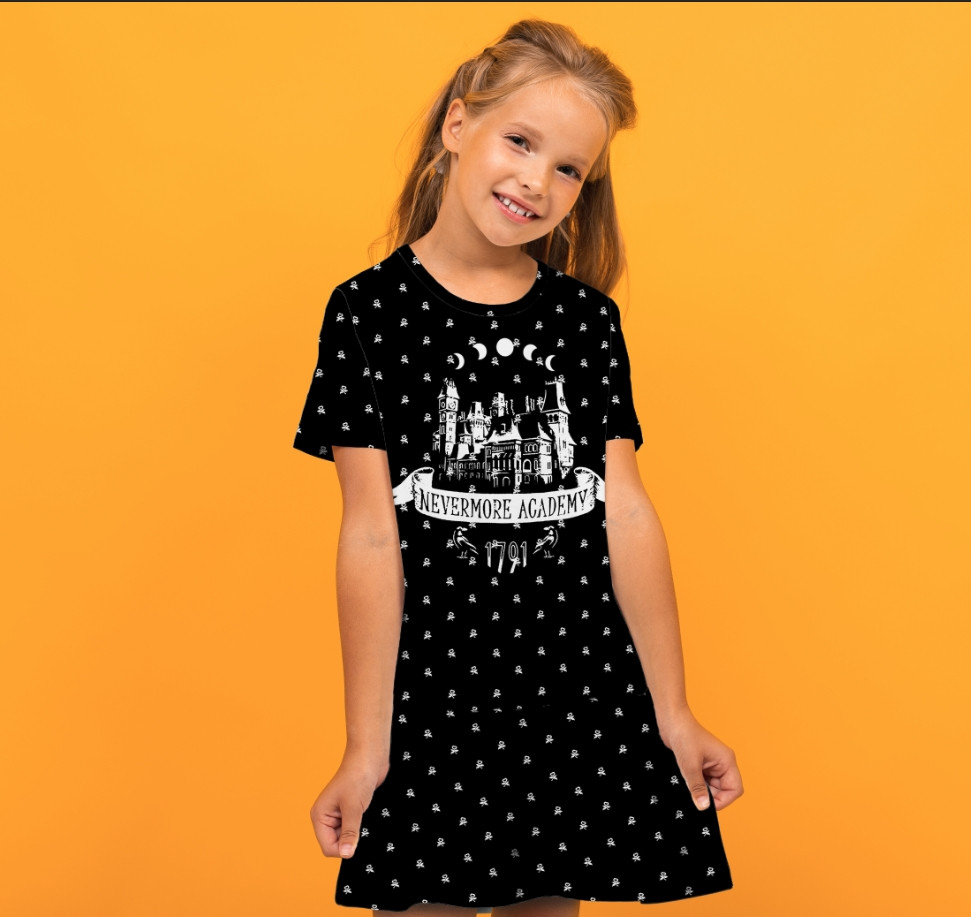 Плаття з воланом Академія Невермор Венсдей Аддамс Wednesday Addams Дитячі і дорослі розміри. ВСІ Розміри Преміум тканина