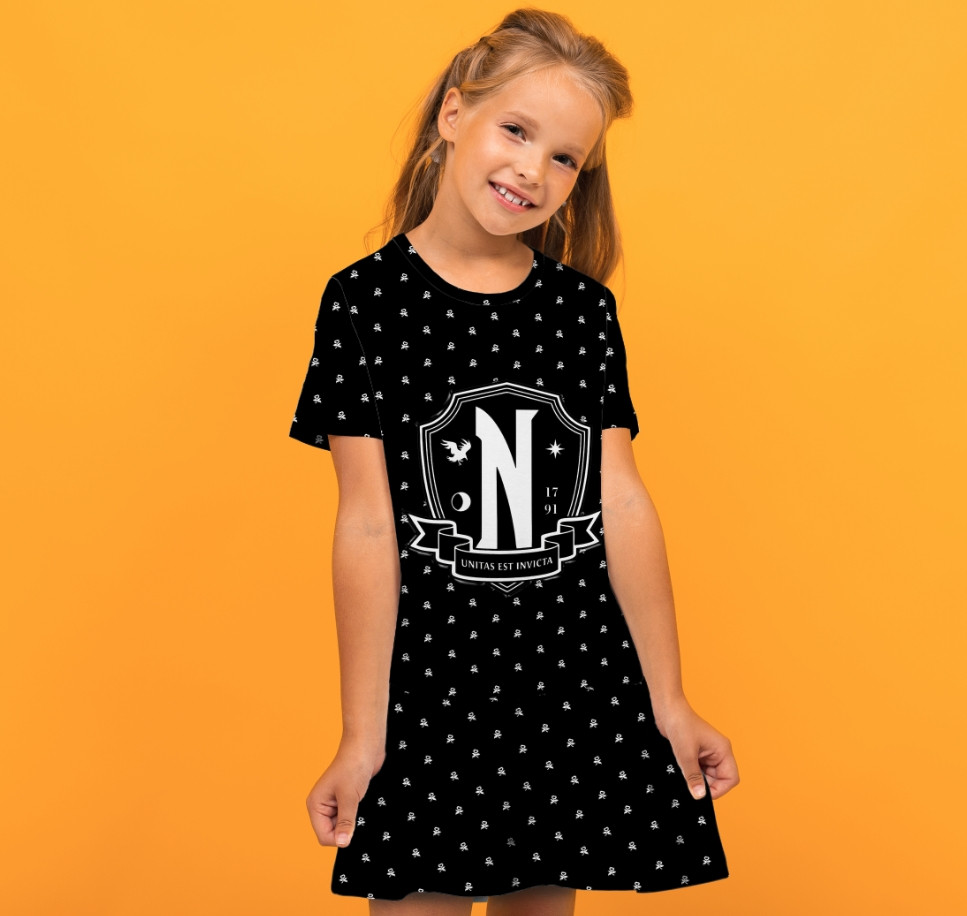 Плаття з воланом Академія Невермор Венсдей Аддамс Wednesday Addams Дитячі і дорослі розміри. ВСІ Розміри Преміум тканина