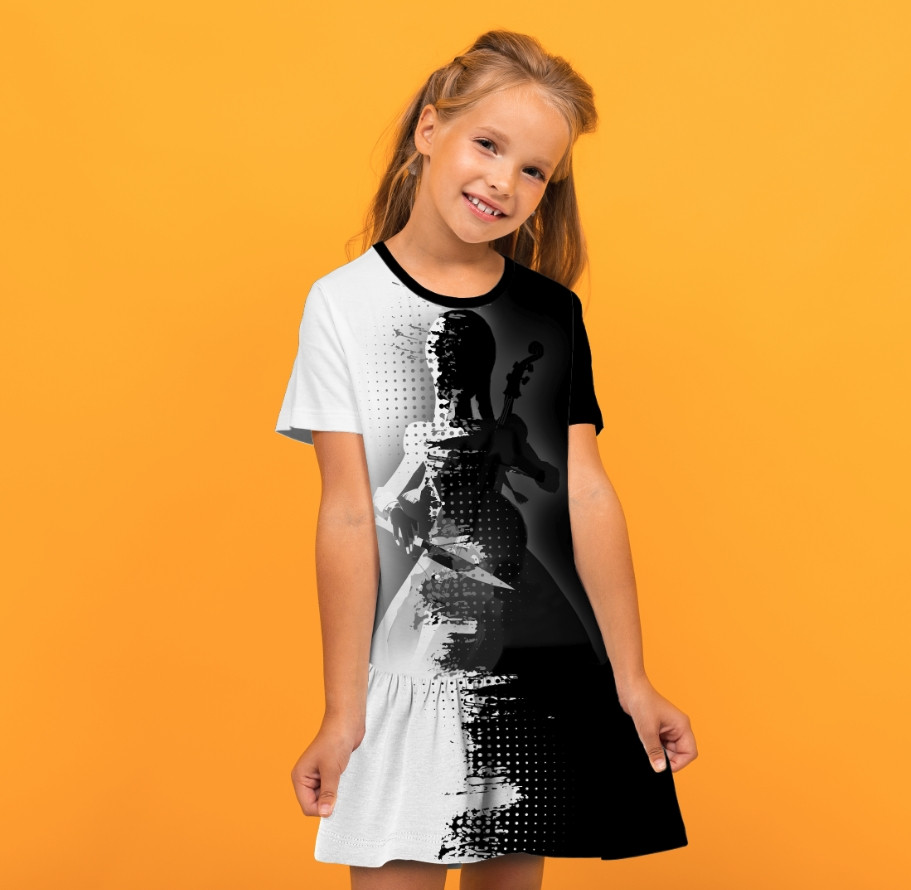 Плаття з воланом Венсдей Аддамс грає на віолончелі Wednesday Addams Дитячі і дорослі розміри. ВСІ Розміри Преміум тканина