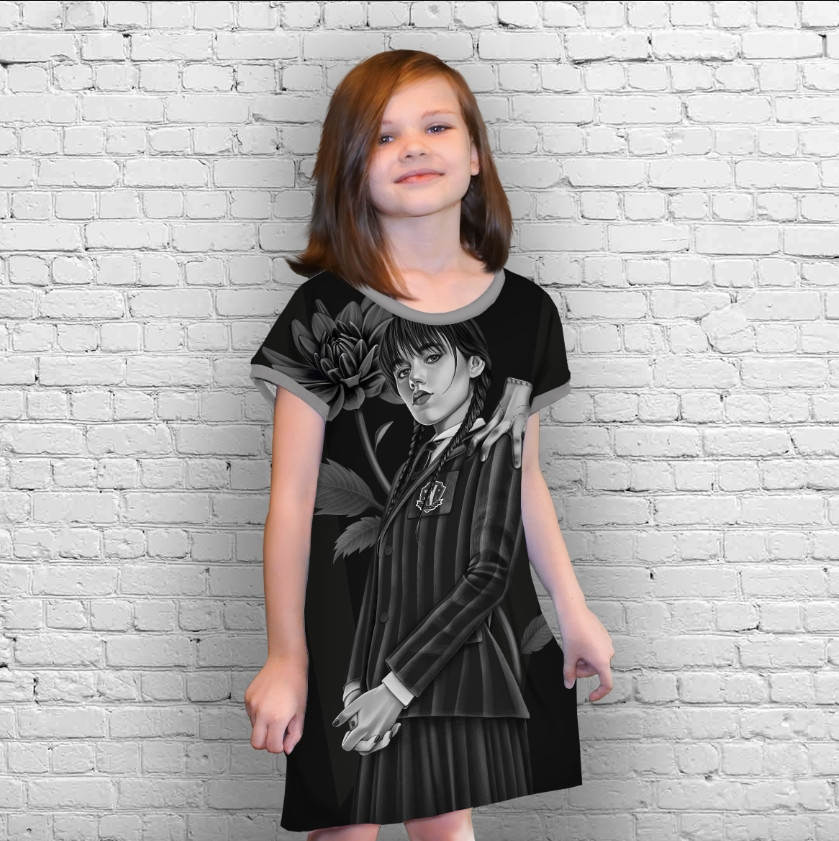 Плаття-туніка 3D Вензді Аддамс Венздей Аддамс (Wednesday Addams) ВСІ Розміри Преміум тканина
