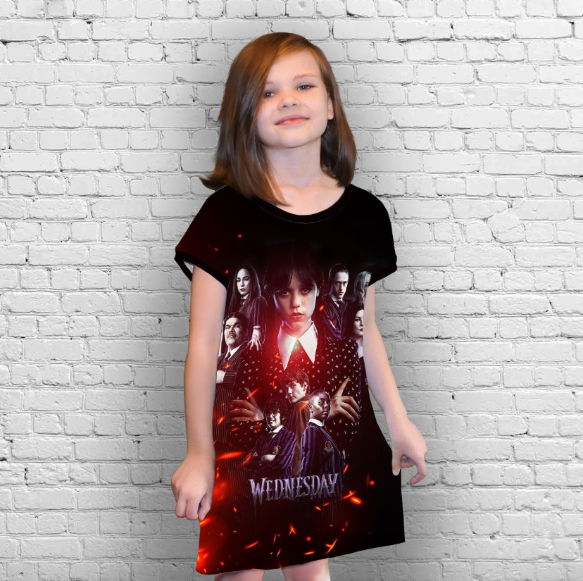Плаття-туніка 3D Вензді Аддамс Венздей Аддамс (Wednesday Addams) ВСІ Розміри Преміум тканина