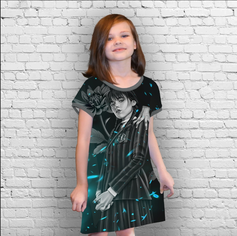 Плаття-туніка 3D Вензді Аддамс і Еніт Венздей Аддамс (Wednesday Addams) ВСІ Розміри Преміум тканина