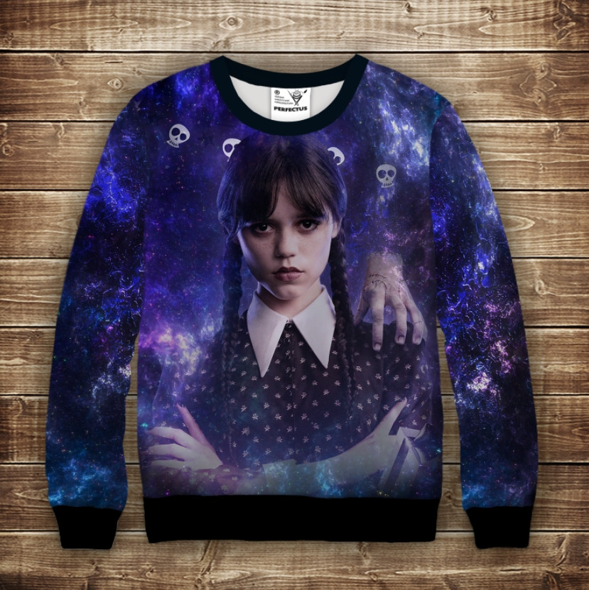 Світшот з 3D принтом Вензді Аддамс і РІч (Wednesday Addams) ВСІ Розміри Преміум тканина