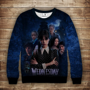 Світшот з 3D принтом Вензді Аддамс (Wednesday Addams) ВСІ Розміри Преміум тканина