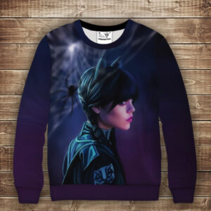 Світшот з 3D принтом Вензді Аддамс з вушками (Wednesday Addams) ВСІ Розміри Преміум тканина