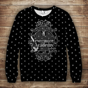 Світшот з 3D принтом Академія Невермор Вензді Аддамс з вушками (Wednesday Addams) ВСІ Розміри Преміум тканина