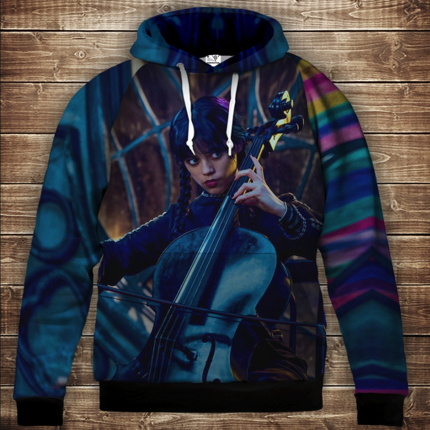 Толстівка з 3D принтом Вензді Аддамс (Wednesday Addams) Дитячі і дорослі розміри. ВСІ Розміри Преміум тканина