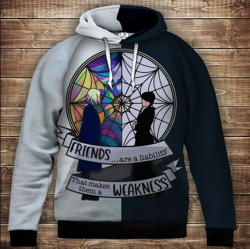 Толстівка з 3D принтом Вензді Аддамс (Wednesday Addams) Дитячі і дорослі розміри. ВСІ Розміри Преміум тканина