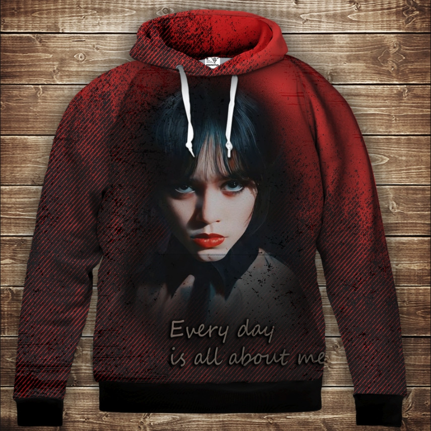 Толстівка з 3D принтом Вензді Аддамс (Wednesday Addams) Дитячі і дорослі розміри. ВСІ Розміри Преміум тканина