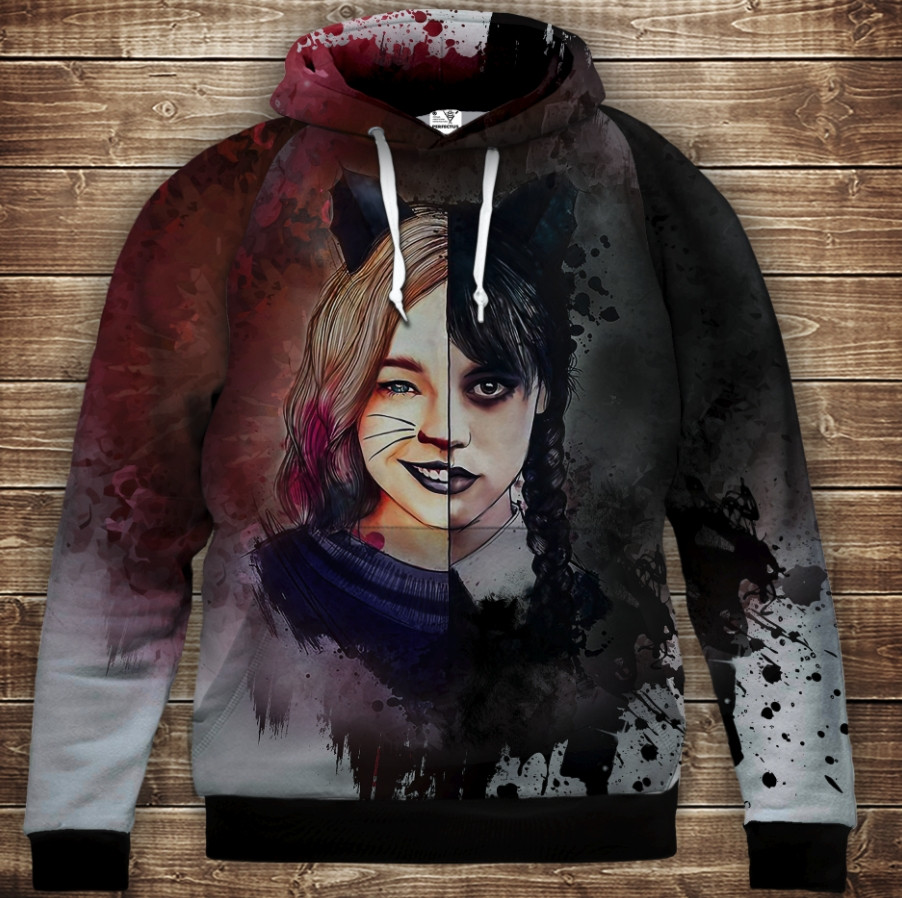 Толстівка з 3D принтом Вензді Аддамс (Wednesday Addams) Дитячі і дорослі розміри. ВСІ Розміри Преміум тканина