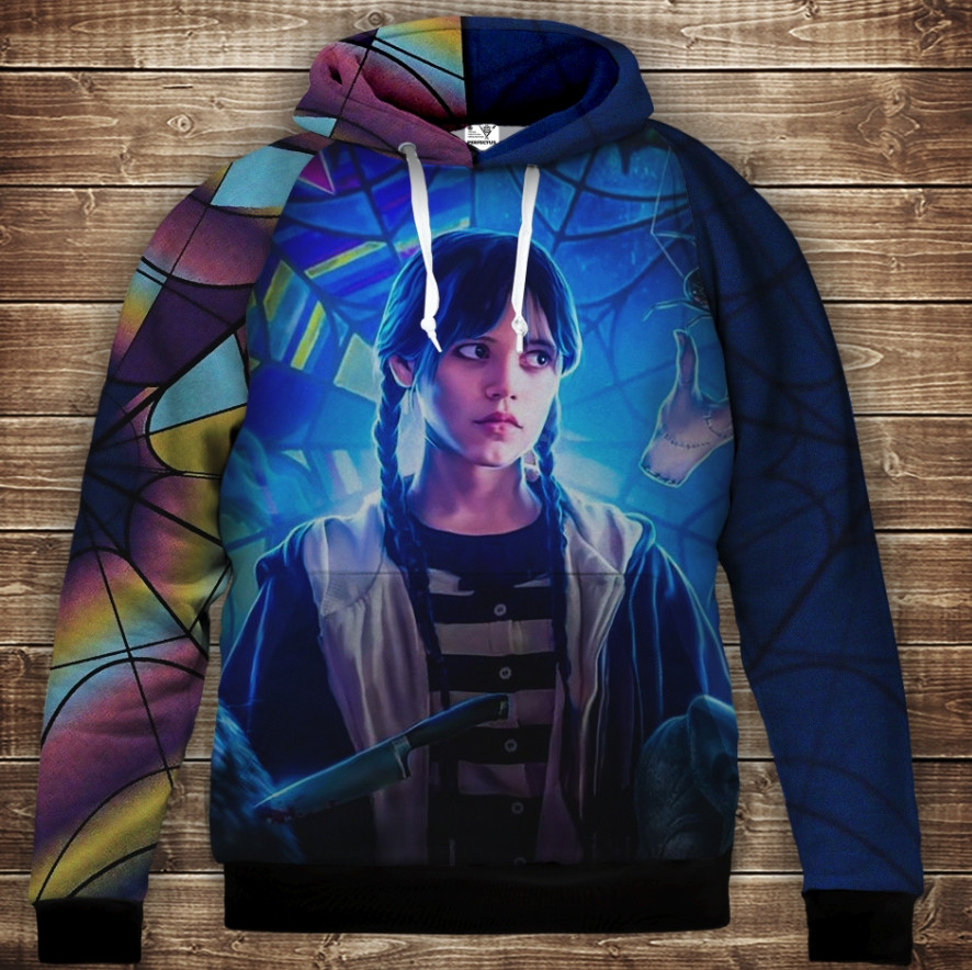 Толстівка з 3D принтом Вензді Аддамс (Wednesday Addams) Дитячі і дорослі розміри. ВСІ Розміри Преміум тканина