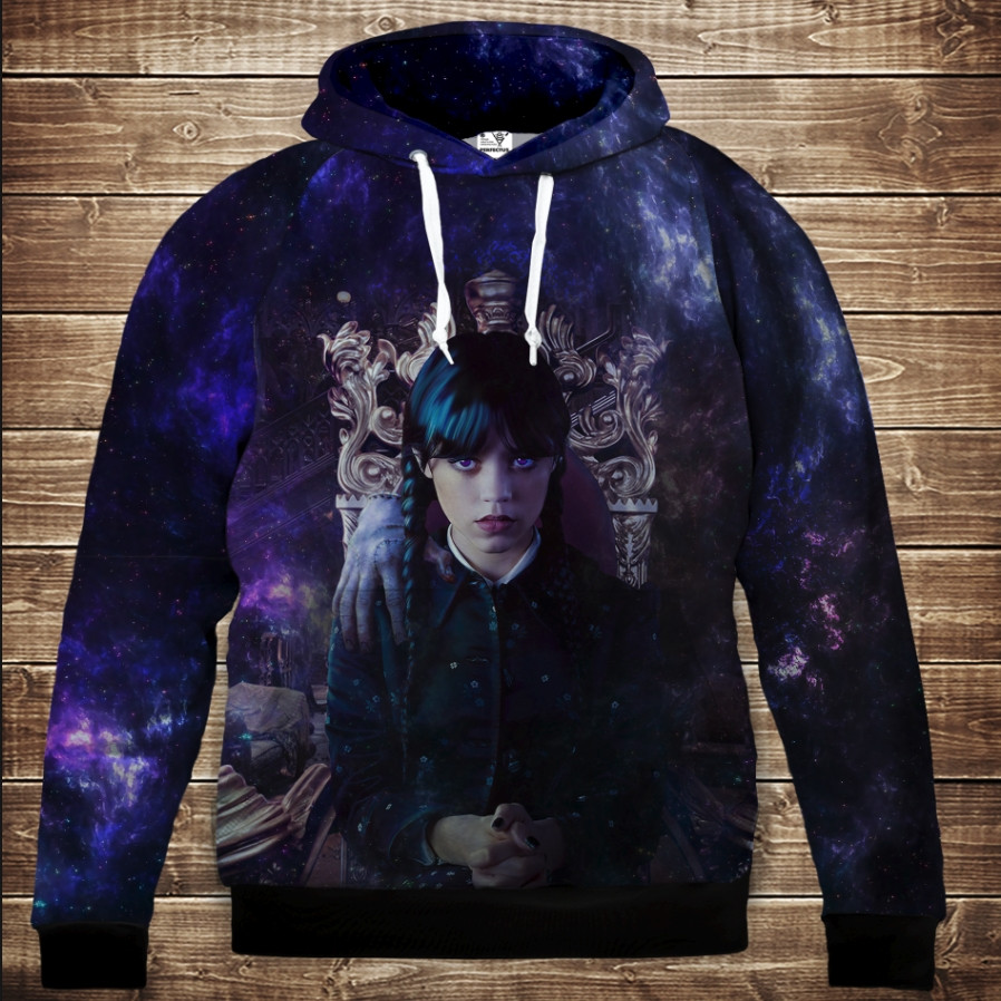 Толстівка з 3D принтом Вензді Аддамс (Wednesday Addams) Дитячі і дорослі розміри. ВСІ Розміри Преміум тканина