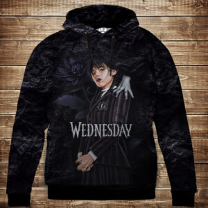 Толстівка з 3D принтом Вензді Аддамс (Wednesday Addams) Дитячі і дорослі розміри. ВСІ Розміри Преміум тканина