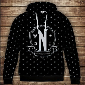 Толстівка з 3D принтом Академія Невермор Вензді Аддамс (Wednesday Addams) Дитячі і дорослі розміри. ВСІ Розміри Преміум тканина