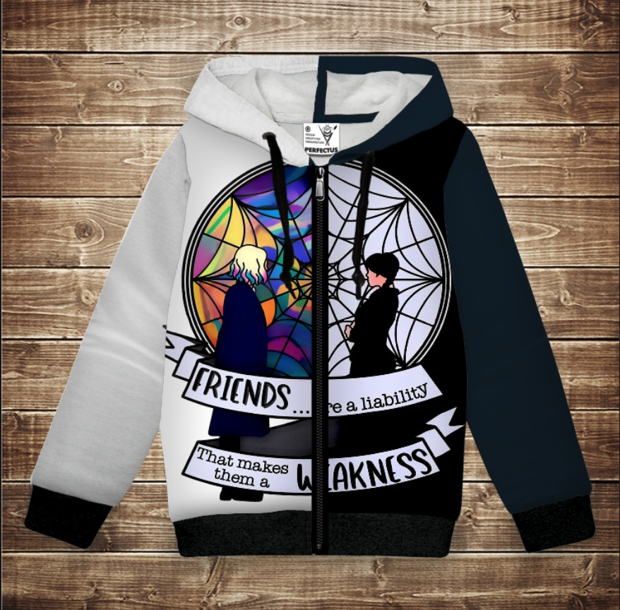 Худі з 3D принтом Вензді Аддамс і Еніт (Wednesday Addams) Всі розміри. ВСІ Розміри Преміум тканина