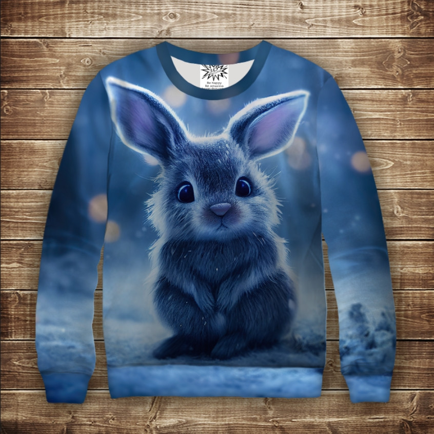 Світшот з 3D принтом Зайчик (кролик) в лісі. Дорослі і дитячі розміри ВСІ Розміри Преміум тканина