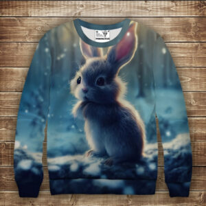 Світшот з 3D принтом Зайчик (кролик) в лісі. Дорослі і дитячі розміри ВСІ Розміри Преміум тканина