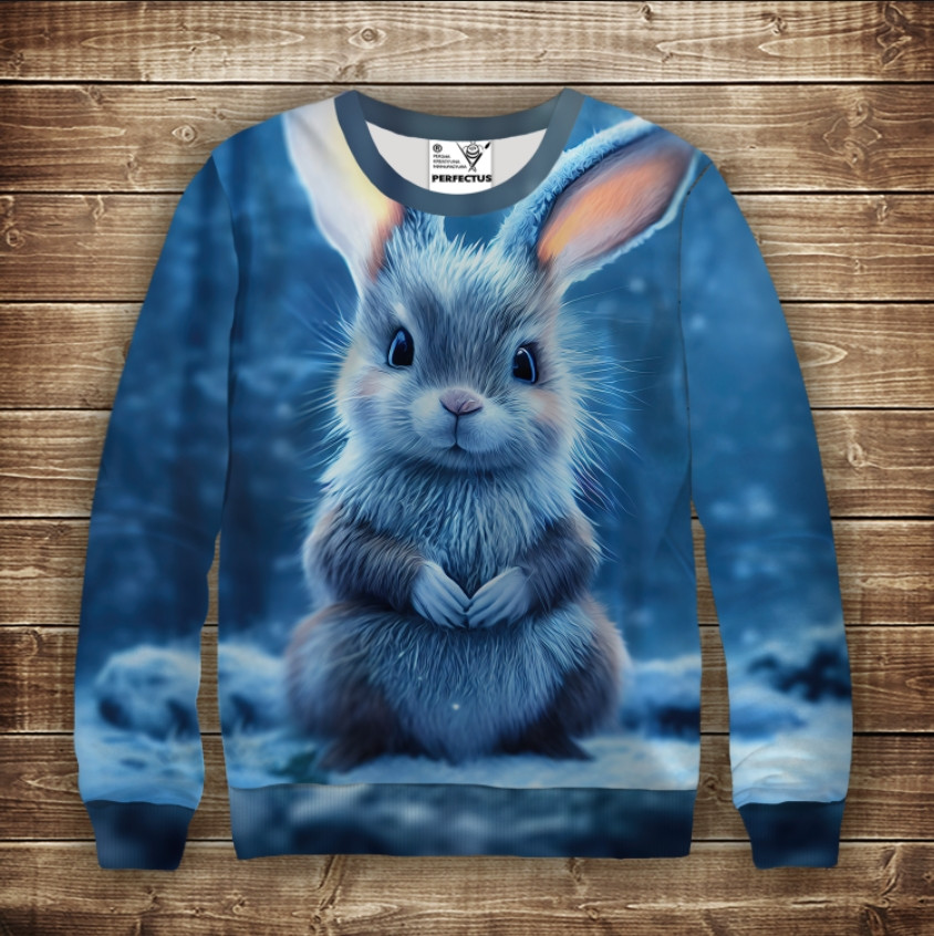 Світшот з 3D принтом Зайчик (кролик) в лісі. Дорослі і дитячі розміри ВСІ Розміри Преміум тканина