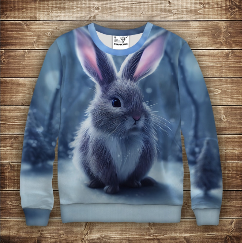 Світшот з 3D принтом Зайчик (кролик) в лісі. Дорослі і дитячі розміри ВСІ Розміри Преміум тканина