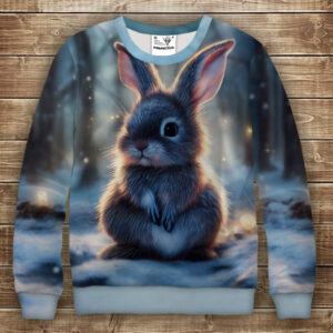 Світшот з 3D принтом Зайчик (кролик) в лісі. Дорослі і дитячі розміри ВСІ Розміри Преміум тканина