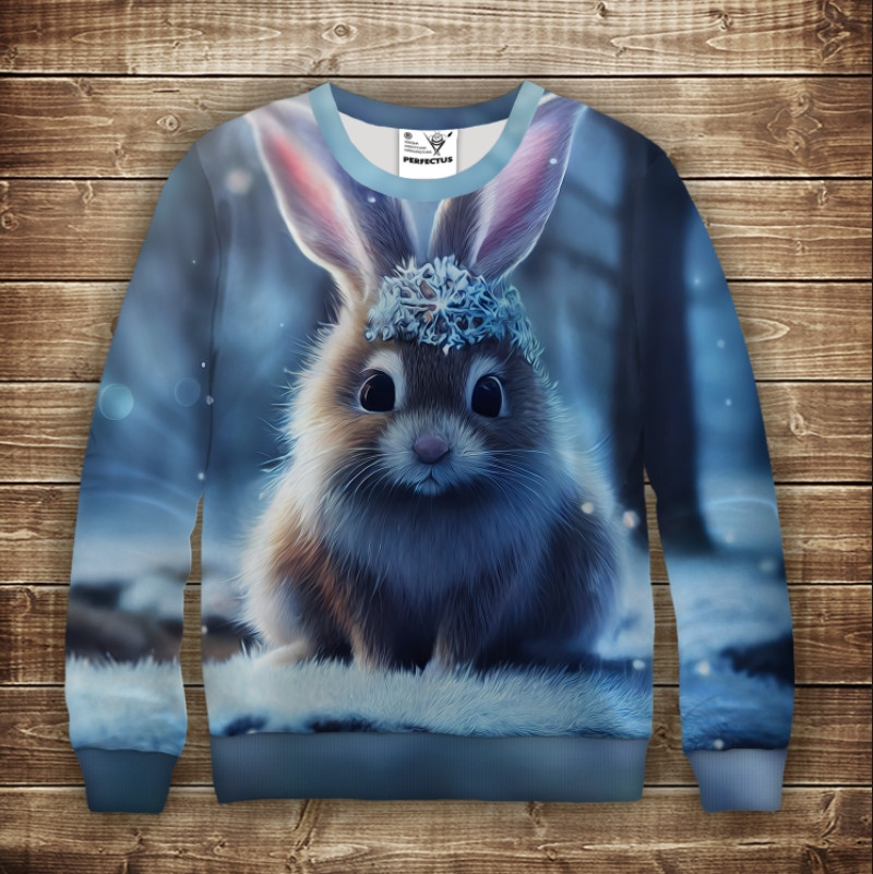 Світшот з 3D принтом Зайчик (кролик) в лісі. Дорослі і дитячі розміри ВСІ Розміри Преміум тканина