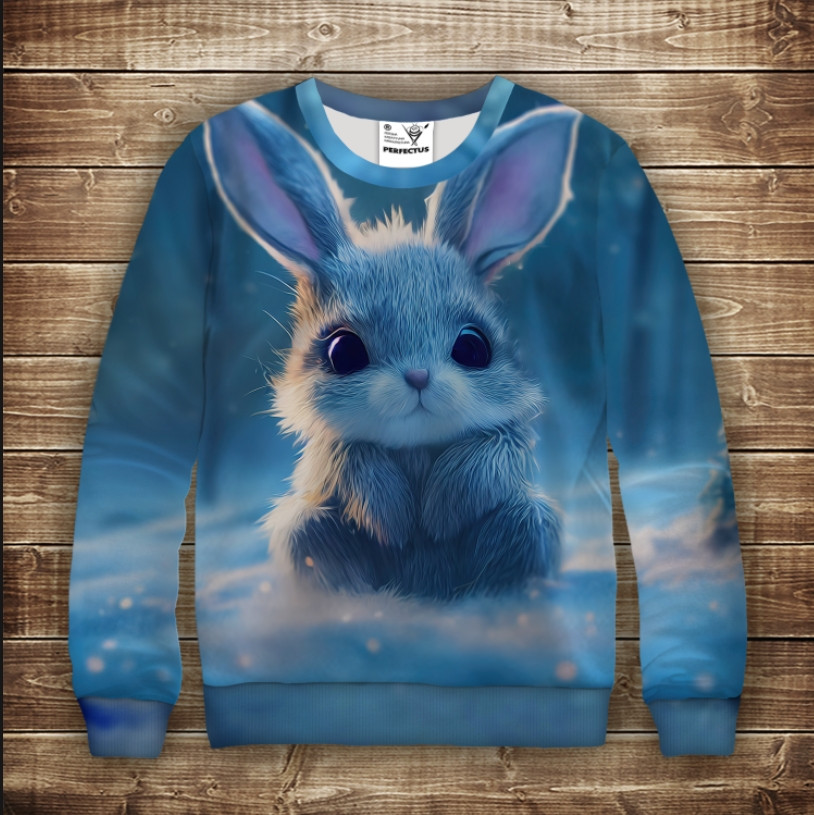 Світшот з 3D принтом Зайчик (кролик) в лісі. Дорослі і дитячі розміри ВСІ Розміри Преміум тканина