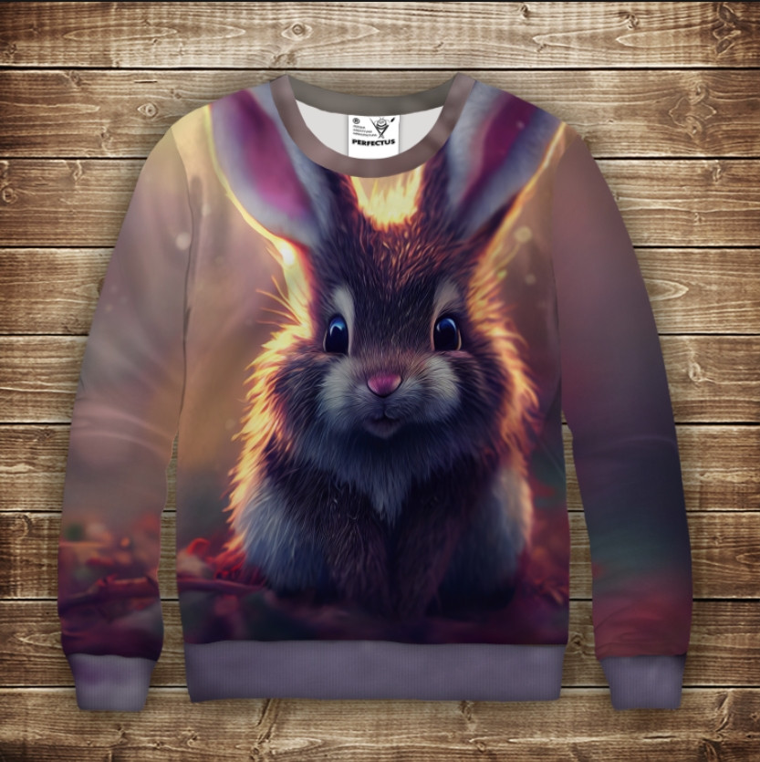 Світшот з 3D принтом Зайчик (кролик) в лісі. Дорослі і дитячі розміри ВСІ Розміри Преміум тканина