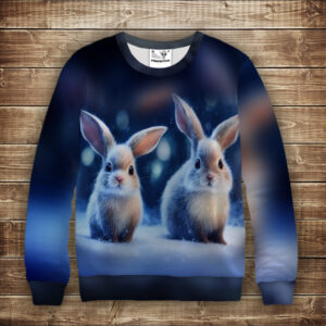 Світшот з 3D принтом Зайчик (кролик) в лісі. Дорослі і дитячі розміри ВСІ Розміри Преміум тканина