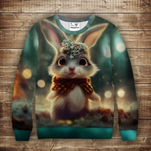 Світшот з 3D принтом Зайчик (кролик) в лісі. Дорослі і дитячі розміри ВСІ Розміри Преміум тканина