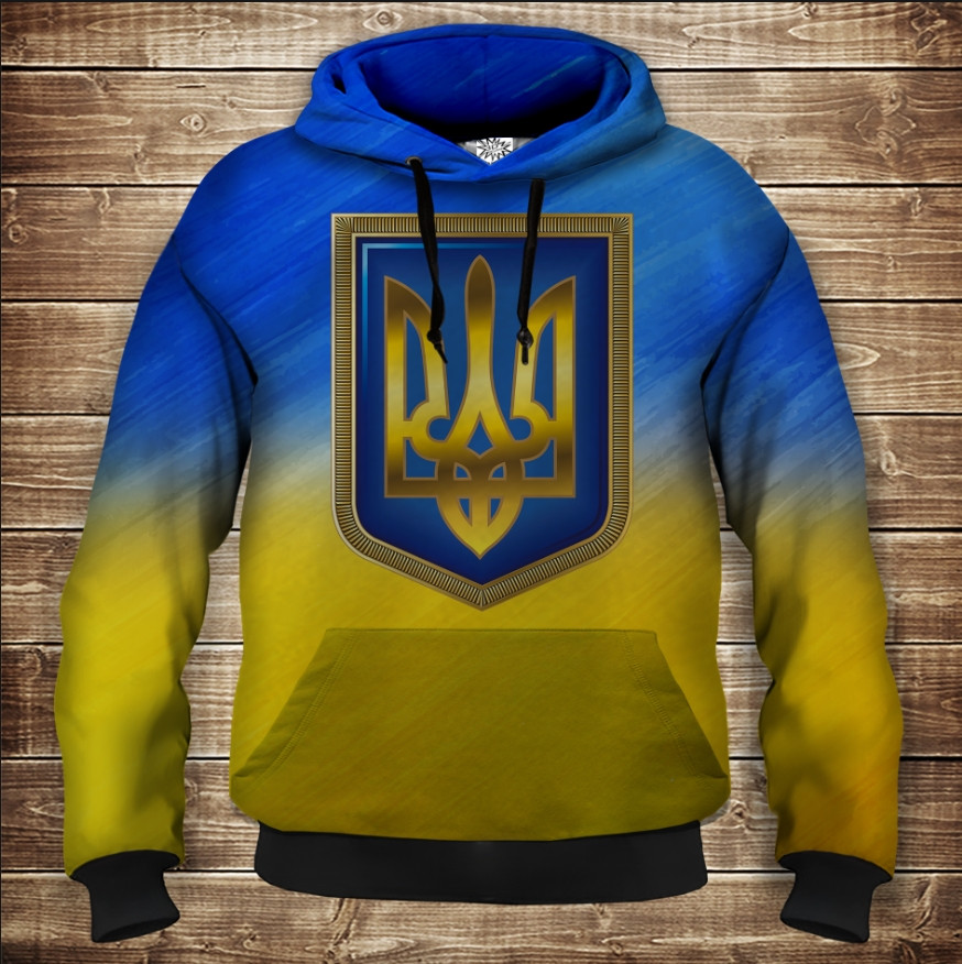 Толстівка з 3D принтом Україна Тризуб Дитячі і дорослі розміри. ВСІ Розміри Преміум тканина