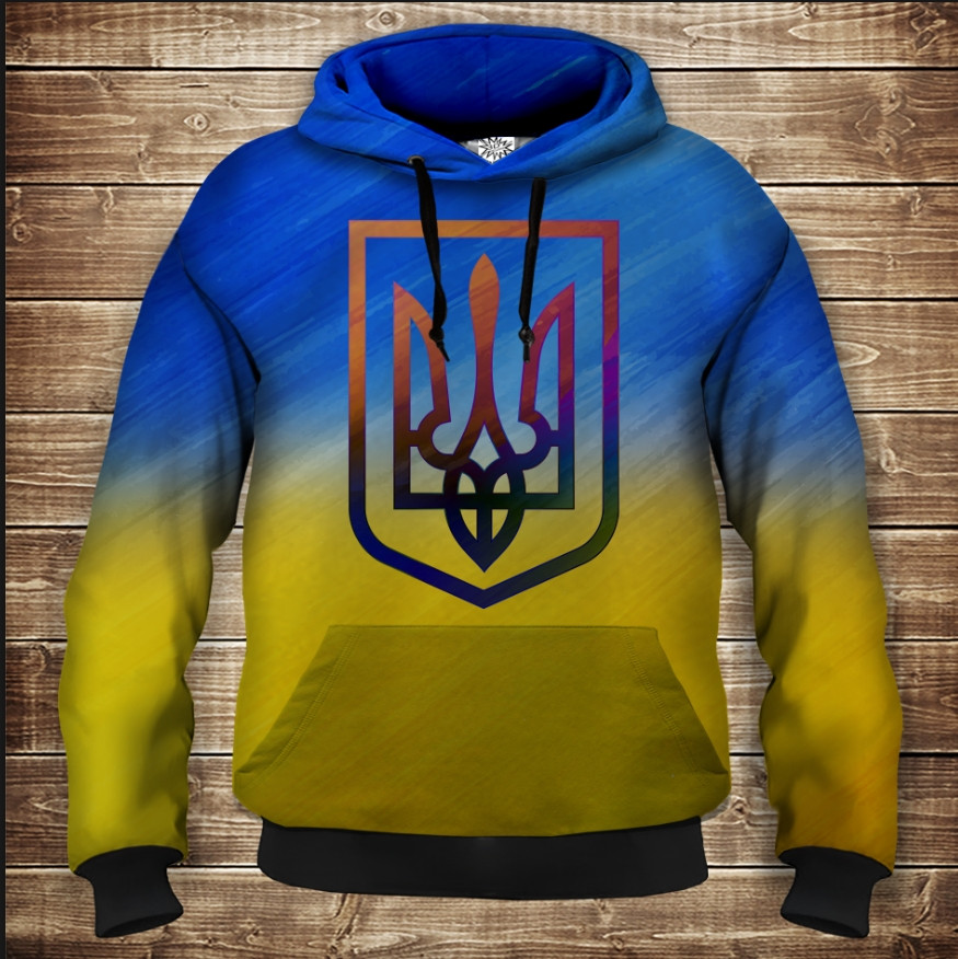 Толстівка з 3D принтом Україна Тризуб Дитячі і дорослі розміри. ВСІ Розміри Преміум тканина