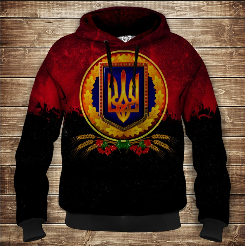 Толстівка з 3D принтом Україна Тризуб Дитячі і дорослі розміри. ВСІ Розміри Преміум тканина