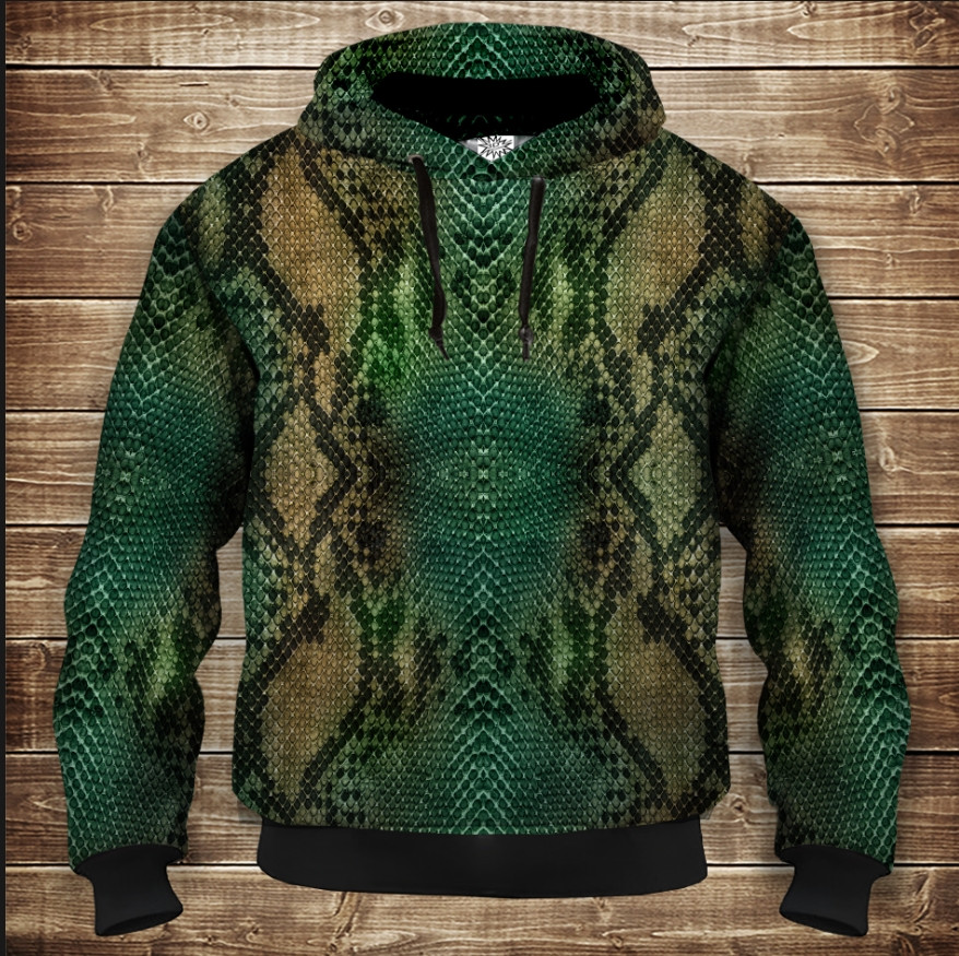 Толстовка з 3D принтом на тему: Зміїна шкіра. Дитячі та дорослі розміри ВСІ Розміри Преміум тканина