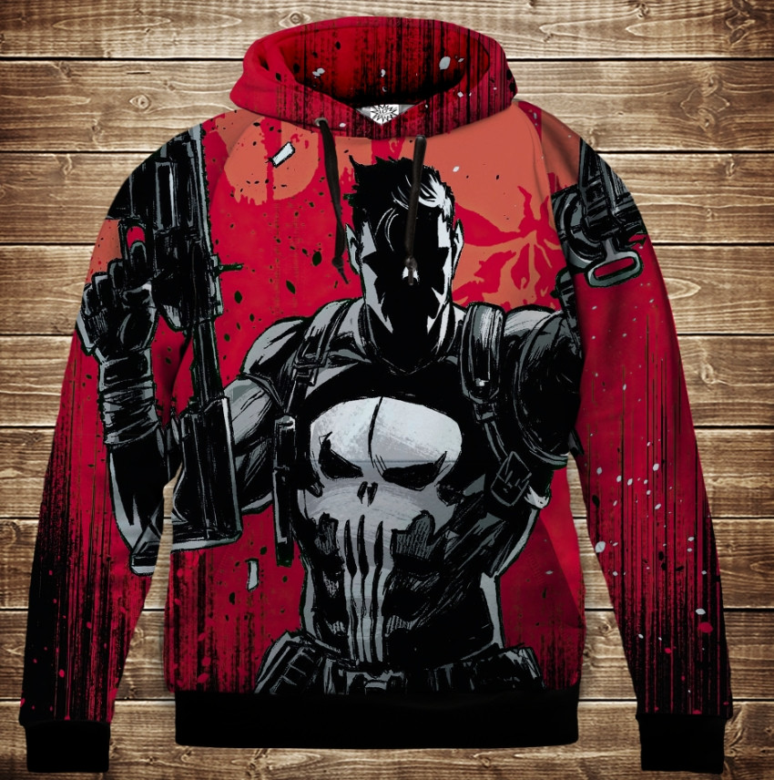 Толстівка з 3D принтом Punisher Дитячі і дорослі розміри. ВСІ Розміри Преміум тканина