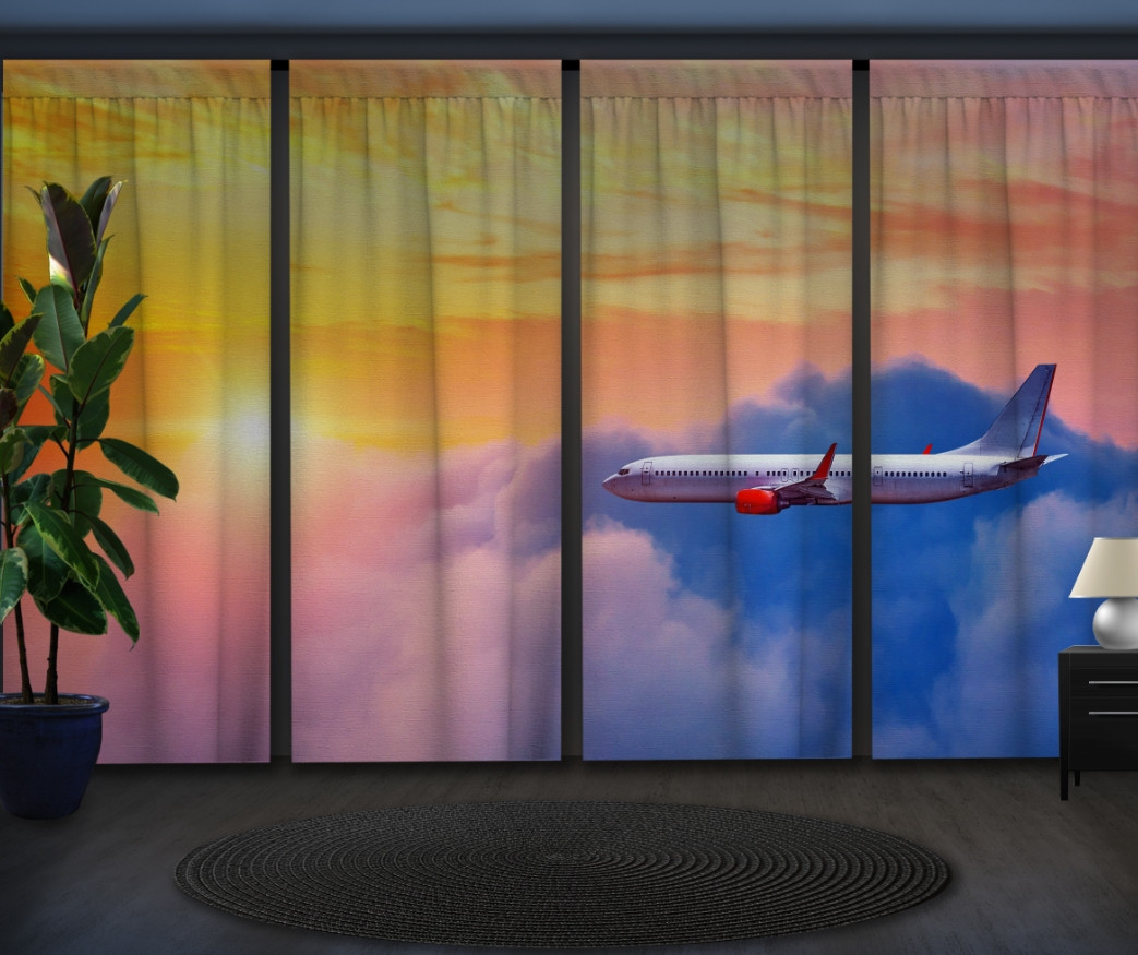 Штори з Фотоштораом на тему: Літак в небі