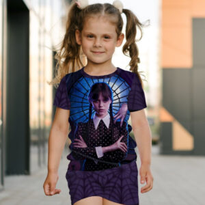 Костюм футболка + шорти з 3D принтом Вензді Аддамс і Еніт Венздей Аддамс (Wednesday Addams) ВСІ Розміри Преміум тканина