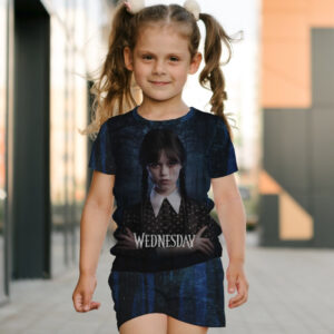 Костюм футболка + шорти з 3D принтом Вензді Аддамс Венздей Аддамс (Wednesday Addams) ВСІ Розміри Преміум тканина