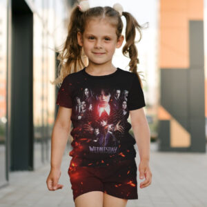 Костюм футболка + шорти з 3D принтом Вензді Аддамс Венздей Аддамс (Wednesday Addams) ВСІ Розміри Преміум тканина