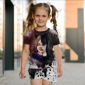 Костюм футболка + шорти з 3D принтом Вензді Аддамс і Еніт Венздей Аддамс (Wednesday Addams) ВСІ Розміри Преміум тканина