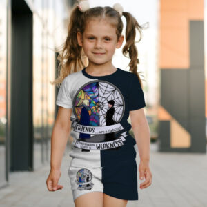 Костюм футболка + шорти з 3D принтом Вензді Аддамс і Еніт Венздей Аддамс (Wednesday Addams) ВСІ Розміри Преміум тканина