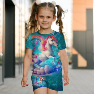 Костюм футболка + шорти з 3D принтом Єдиноріжки ВСІ Розміри Преміум тканина