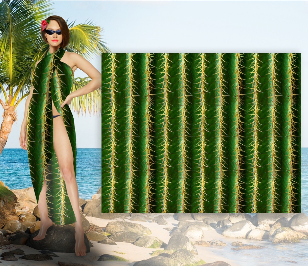 Парео-хустка-палантин 10 в 1 з принтом Кактус ВСІ Розміри