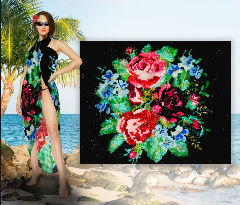 Парео-хустка-палантин 10 в 1 з принтом Вышиванка ВСІ Розміри