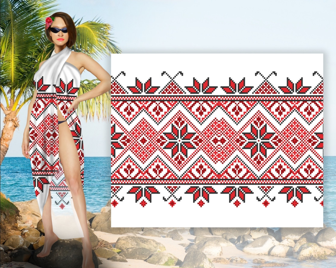 Парео-хустка-палантин 10 в 1 з принтом Вышиванка ВСІ Розміри