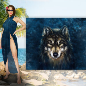 Парео-хустка-палантин 10 в 1 з принтом Вовк ВСІ Розміри