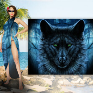 Парео-хустка-палантин 10 в 1 з принтом Вовк ВСІ Розміри