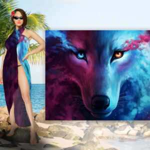 Парео-хустка-палантин 10 в 1 з принтом Вовк ВСІ Розміри