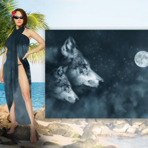 Парео-хустка-палантин 10 в 1 з принтом Вовк ВСІ Розміри