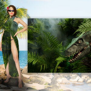 Парео-платок-палантин 10 в 1 с принтом Динозавр ВСІ Розміри